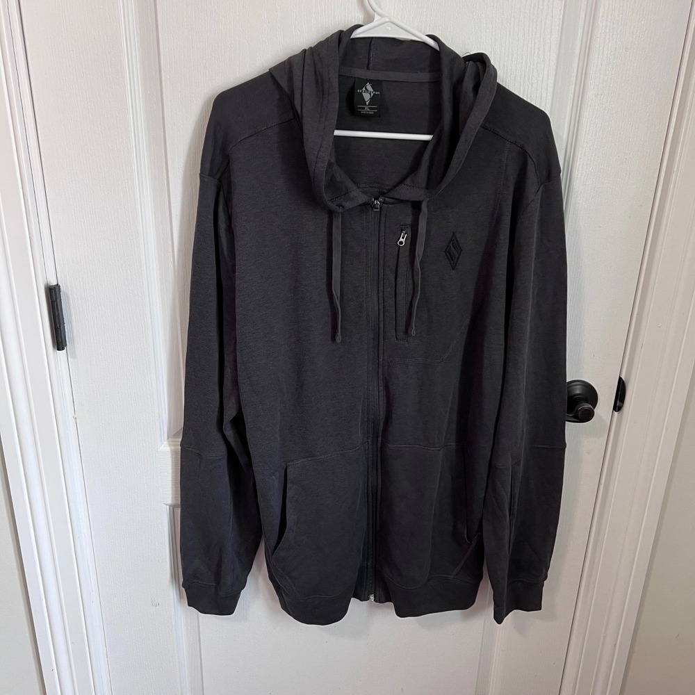 Skechers Mens GOlounge GoKnit Pique‎ Full Zip Hoodie Charcoal Gray XL M3JA154